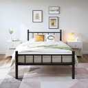 zizin Twin Size Metal Bed Frame with Headboard & Footboard 14 Inch Metal Platform Mattress Foundation Support with Steel Slat, Under Bed Storage, No Box Spring Needed
