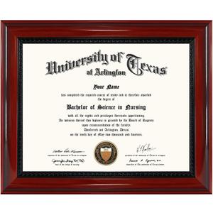 GMFrames Solid Wood Diploma Degree Frame for 8.5x11 Certificates,Cherry Finish with Intricate Black Rope Detail,UV Protection Acrylic
