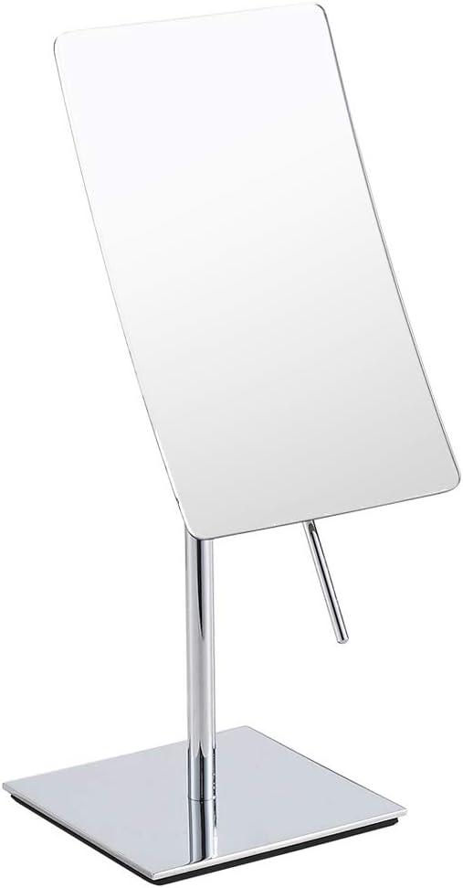 Table Standing Rectangular Vanity Makeup Mirror with 3X Magnification, High Adjustable, Made of 304 Stainless Steel, for Hotel Bathroom Polished Chrome