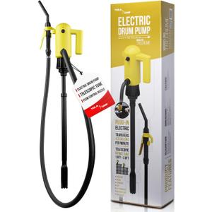 TERA PUMP 55 Gallon Drum Liquid Transfer Pump, Plug In Electric Compatible | 4.2 GPM, Telescopic (22.6-34 inch), For Diesel Gasoline Kerosene DEF Adblue Antifreeze Windshield (Washer Fluid) Detergent, Yellow-black