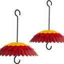 Bird Feeder Rain Guard Cover Dome Skaithee 8" Bird Feeder Baffle for Outside Hummingbird Shade Umbrella with Ant Guard Shepherd Hook, Red Color Attracts Birds & Anti Sun/Rain/Snow (2 Pcs)