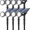 Solar Lights Outdoor Waterproof IP65 180 Adjustable Solar Powered Landscape Spot Lights for Yard 4 Lighting Modes Spotlights for Pathway Garden Outside Wall Pool Porch (8 Pack, Cool White)