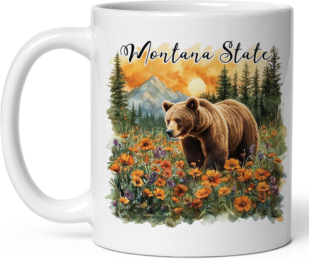 Montana State Ceramic Coffee Mug 11oz Treasure State  Tea Coffee Mug with Comfortable Grip  Unique Travel Gift Cup for Office or Home  Vibrant Long-Lasting Print ID44991