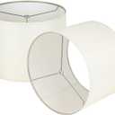 Wellmet Cream White Set of 2 Drum Lampshades, Easy Assembly Required 16" Top x 16" Bottom x 12" High Replacement Lamp Shades, Fabric Lampshades for Table Lamps Floor Lamps, Metal Spider Fitter