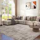 6x9 Washable Area Rug for Living Room, Non-Slip Soft Modern Abstract Large Carpet, Low Pile Neutral Rugs for Bedroom, Dining Room, Home Office, Dorm, Indoor Decor, Taupe Brown