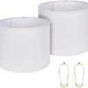 Drum Lamp Shades Set of 2, White Large Lampshades 12" Top X 14" Bottom X 11" Height, ALUCSET Large Lampshades Spider Fitter, Natural Linen Lamp Shade, Easy Assembly Required with 2 Lampshade Holders