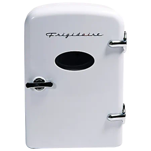 Frigidaire Retro Mini Personal Fridge Cooler, Holds up to 9 Cans, Portable for Car, Office, Bedroom, Dorm Room, or Cabin, Includes 110V AC and 12V DC cords - White Silver (Special Edition Color)