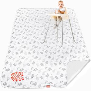 Large Splat Mat for Under High Chair/Arts/Crafts/Playtime, Moonsea High Chair Mat for Floor Non Slip Waterproof Washable Portable Picnic Splash Mat for Baby, 54X72 Inch - Elephant
