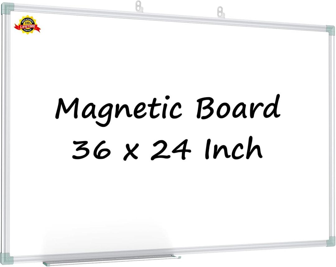 Lockways White Board Dry Erase Board 36 x 24 Inch, Magnetic Whiteboard 3 x 2, Silver Aluminium Frame
