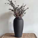 Rustic Ceramic Vase 13.8" Large Black Ceramic Vase for Home Decor, Modern Terracotta Floor Vase for Living Room, Entryway, Kitchen, Black Vases for Centerpieces, Housewarming Gifts