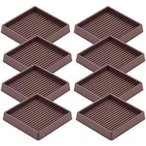 VOCOMO 3X3 Rubber Caster Cups, Non Slip Furniture Pads, Anti-Slip Furniture Gripper, Anti Skid Furnitures Feet, Anti Slide Floor Protector for Bed Couch Stoppers (Brown, 8 Pack)