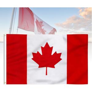 Canada Flag 5x8 FT, Large Canadian Flags Durable Embroidered Maple Leaf with Vivid Color, Triple Stitching, Canvas Header and Brass Grommets for All-Weather Outdoor Display