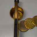 PriorityChef Large 15oz Potato Ricer, Heavy Duty Stainless Steel Potato Masher and Ricer Kitchen Tool, Press and Mash Kitchen Gadget For Perfect Mashed Potatoes - Everytime, Gold and Black (Fixed Disc)