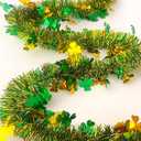 66 Ft St.Patrick's Day Tinsel Garland Decorations Shiny Thick Green Hat and Gold Shamrock Design St Patricks Day Clover Hanging Decor Garland for Irish Holiday Party Parade Floats Ornaments