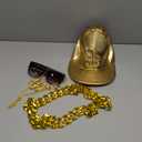 80s 90s Hip Hop Costumes Outfit Kit Fake Gold Chain Necklace Dollar Sign Cap Jewelry Set Rapper Accessories