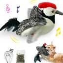 LEWISER Cat Toys, Flapping Wings Cute Woodpecker, No Flying, Chirping Bird Interactive Catnip Toy for Kitten or Small Dogs, Touch Activated, Rechargeable