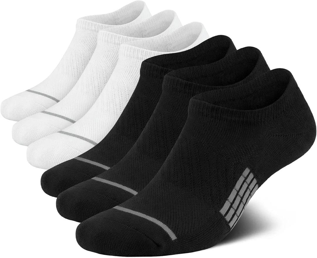 PAPLUS No Show Socks Men 6 Pairs, Non Slip Cushioned Athletic Low Cut Socks with Arch Support (Large-X-Large)
