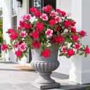 Ammyoo Artificial Fake Azalea Flowers for Outdoor Spring Decoration, Faux Silk Flower for Summer UV Resistant Look Real Plants for Garden Yard Porch Walkway Indoor Decor, 2PCS