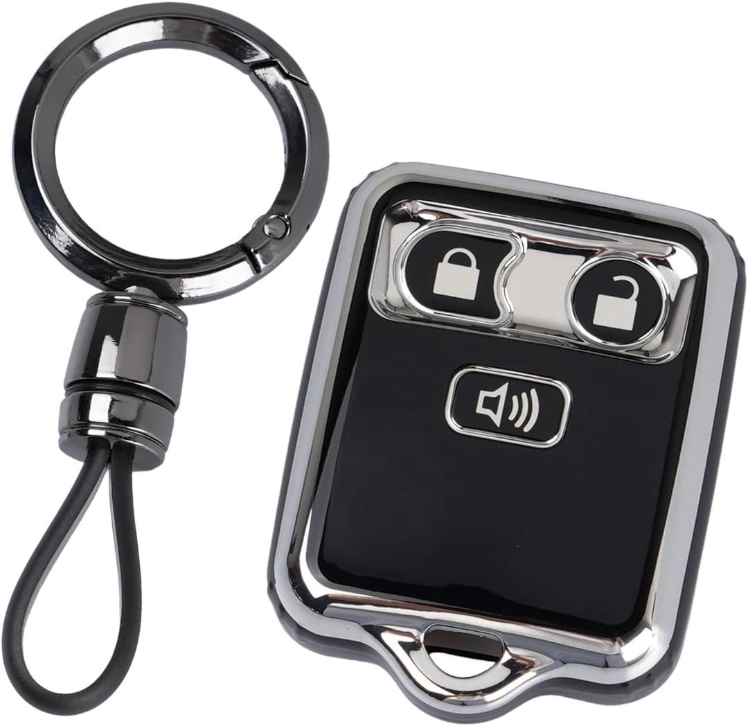 WJS Key Fob Cover, Car Key Case Shell Protector Compatible with 1998-2016 Ford F150 F250 F350 F450 F550 Lincoln Mercury (Black)