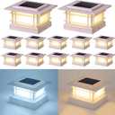 Dynaming 4x4 Solar Post Cap Lights Outdoor with 2 Color Modes, Fence Post Solar Lights White Shell Fit for Vinyl/Wooden Posts, High Brightness SMD LED Lighting Decor for Garden Deck Patio, 12 Pack