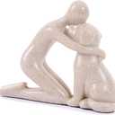 Dog Dad Gifts for Men, Cute Figurines Statue,Unique Mini Shelf Decor for The Home,Room,Bathroom,Office,Lovely Decorations for Dogs Lover (Beige)