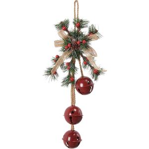 Vintage Red Christmas Jingle Bells for Door Bell Knob with Hanging Rope,Metal Bells,Pine Cone,Jute Bows and Berries,Home Dcor,Holiday Tree/Door/Wall/Wreath Hanging Ornament for DIY