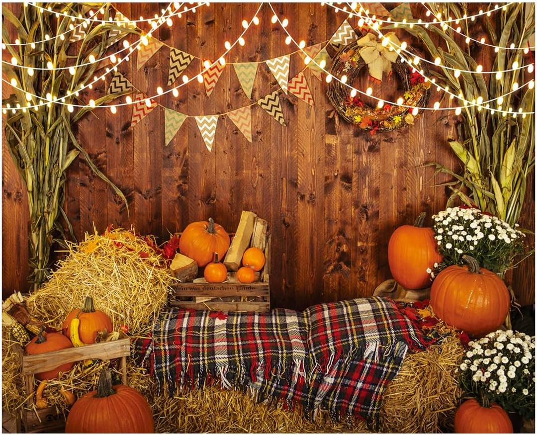 10X8FT Fall Thanksgiving Backdrops Maple Leaf Sunflower Rustic Wooden Barn Harvest Autumn Decoration Backdrop Photo Studio Booth Props Photography Background DH-209