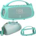 JCHPINE Silicone Cover and Hard Travel Case for JBL Charge 4 / Charge 5 Portable Bluetooth Speaker Accessories (Teal Case, NOT for Wi-Fi Version)