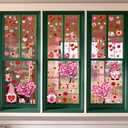 9 Sheets Valentines Day Decorations Heart Window Clings Decor Large Red Pink Gnomes Heart Tree Window Stickers Double Sided Decals for Valentines Office Wedding Anniversary Party Decorations