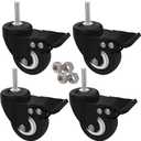 MySit 4 Pcs Stem Casters M8x25 with Brake Lock 2 Inch, Heavy Duty PU Rubber Swivel Caster Wheel Shopping Trolley - Threaded Stem Bolt with Nuts Visit the MySit Store, Style: 4pcs M8 x 1"