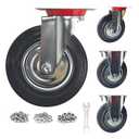 8 Inch Heavy Duty Casters Wheels Set of 4, Large 3200lbs Swivel Rubber Wheel Outdoor Castors, Industrial Casters for FurnitureWorkbenchDollyCartTrolleyChicken Coop (2 Swivel & 2 Rigid)