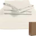 BIOWEAVES 100% Organic Cotton Sheets Queen Sateen Weave - Smooth, Soft & Silky, 300 Thread Count GOTS Certified Organic Sheets Queen with 17 Deep Pockets  4 Piece Set, Natural