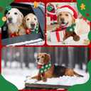 2 Pcs Dog Knitted Scarf Winter Pet Fleece Scarf Dog Warm Scarves with Cute Pompom Puppy Knit Scarves for Small Medium Pet Puppy Cat Winter Holiday Party(Red, Brown,Dots)