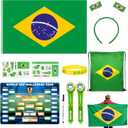 2026 World Cup Merch Soccer Fan Set Includes 10pcs Country Supporter Kit with Flag Headband, 2 Thunder Sticks,Flag,Wristband,Drawstring Bag,Dry Erase Schedule Poster & Pen