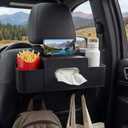 Backseat Car Organizer, 4 in 1 Multifunctional Car Back Seat Storage Organizer with Tissue Box, 2 Cup Holders, Phone Stand and Hooks, Automotive Seat Back Organizers (Black)