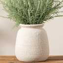 Ceramic Flower Vase, 7.48 Inch White Rustic Farmhouse Decorative Vase Pottery Wide-Mouth Vases for Home Decor Table Living Room Entryway Mantel Bookshelf Bedroom Bathroom Kitchen