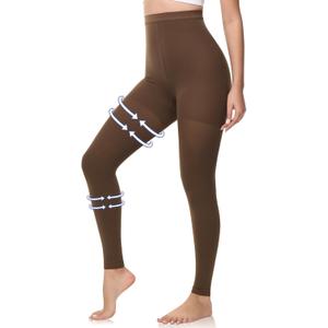 Beister Medical Compression Pantyhose for Women & Men, 20-30mmHg Graduated Support Tights, Opaque Footless Waist High Compression Stockings & Leggings for Varicose Veins, Edema, Flight, DVT (Medium, Brown)