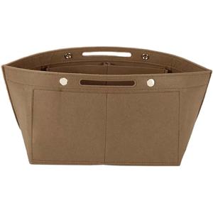 Purse Organizer Insert for Tote Bags | Custom Fit for Top Handle & Shoulder Bags S/M/L | Beige Handbag Organizer with Adjustable Divider (Brown (L))
