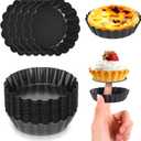 16 Pcs Mini Tart Pans Egg Tart Molds with Removable Bottom Round Nonstick Quiche Pan Mini Pie Pans Small Bakeware Mold Fluted Side for Mousse Cake Dessert Baking (3 Inch, Dark Gray)