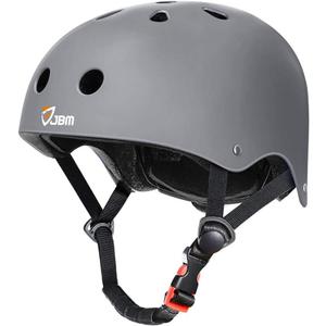 JBM Skateboard Helmet - Lightweight, Adjustable & Ventilated Helmet for Scooter, Roller Skate, Inline Skate (Medium-Ages 14+, Gray)