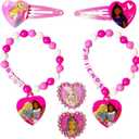 3 x Barbie Accessories for Girls 6 Piece Toy Jewelry Box Set with 2 Rings, 2 Bead Bracelets, and Snap Hair Clips Ages 3+