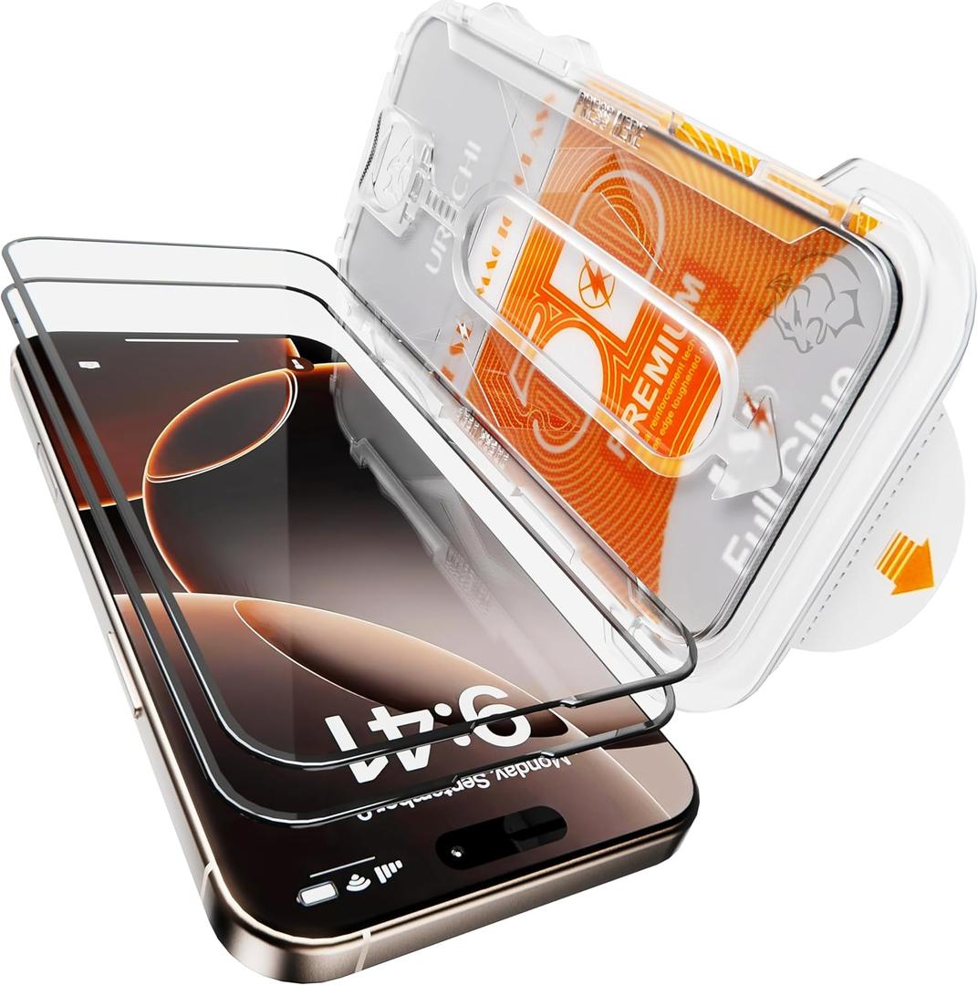 3 x HD Screen Protector for iPhone 11 / XR Screen Protector Easy Installation, Premium Military Grade Shatterproof Tempered Glass Full Coverage Protection, Anti Fingerprint, No Bubbles, No Dust, 2 Packs (Black)