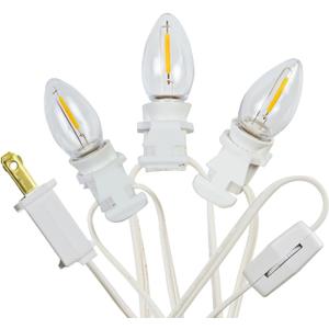 3 Base C7 String Bulbs Christmas Village Light Accessory Cord with 3 LED Light Bulb Universal Clip White Cord with On/Off Spare Fuse Switch Plugs for Decorations Christmas Village House