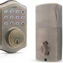 Honeywell Safes & Door Locks - Keyless Entry Door Lock with Smart Electronic Keypad Deadbolt - Easy Installation & 50 Different User Pin Codes - Auto Lock - Antique Brass - 2.9 x 2 x 6.2 in - 8712109
