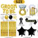 Trgowaul Gold Bachelor Party Decorations for Men, Groom To Be Banner Fringe Curtains, Groom to Be Satin Sash Award Ribbon Badge Brooch for Wedding Bridal Shower Future Mr Pre-Wedding Party Supplies