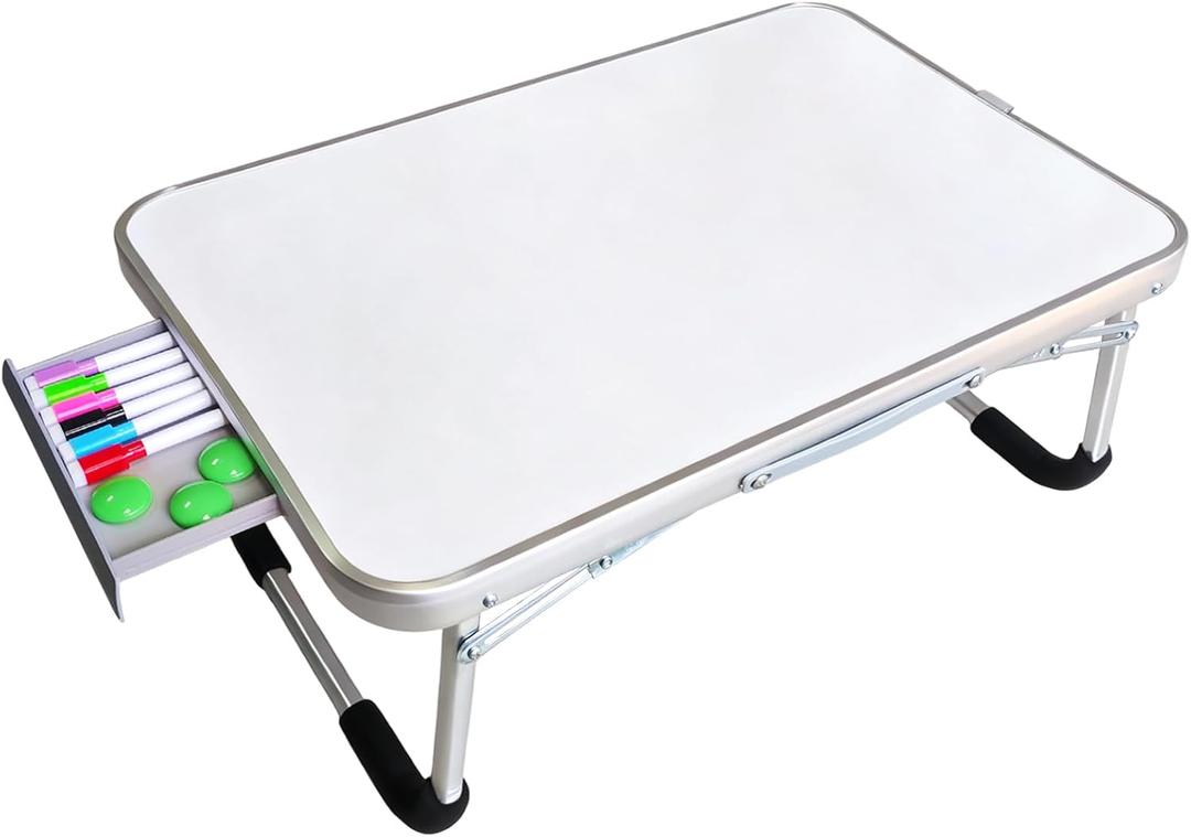 Lap Desk, Dry Erase Board Table with Markers & Magnets, Portable Foldable Art & Activity Desk for Drawing, Writing & Play, Home and Travel Use