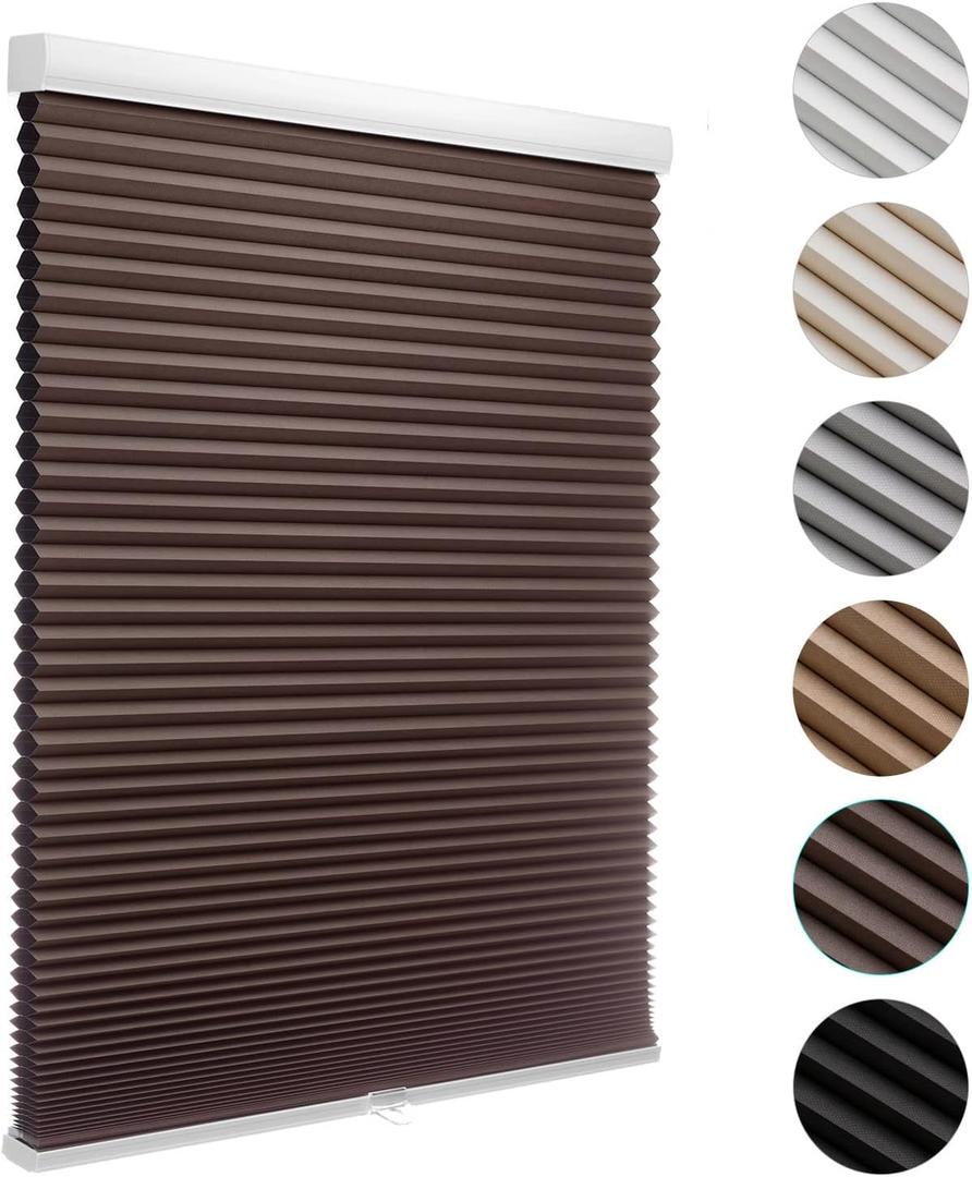 MYshade Cordless Blackout Cellular Shades for Windows, Honeycomb Window Shades with Thermal Insulation, Child & Pet Safe Room Darkening Shade, Easy Install, 26" W x 48" H, Taupe