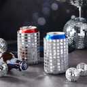 12 Pcs Disco Party Supplies Disco Ball Can Cooler Sleeves Retro 70s 80s Theme 12 oz Bling Beer Can Sleeves for 70s Birthday Wedding Bachelorette Party Decorations