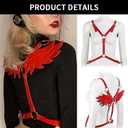 Women Leather Harness Lingerie, Sexy Angel Wings Chest Belt for Ladies, Punk Red Body Caged Waist Harness Straps for Fetish Costume Party Cosplay Rave Festival Party Couples BDSM Games (Red)