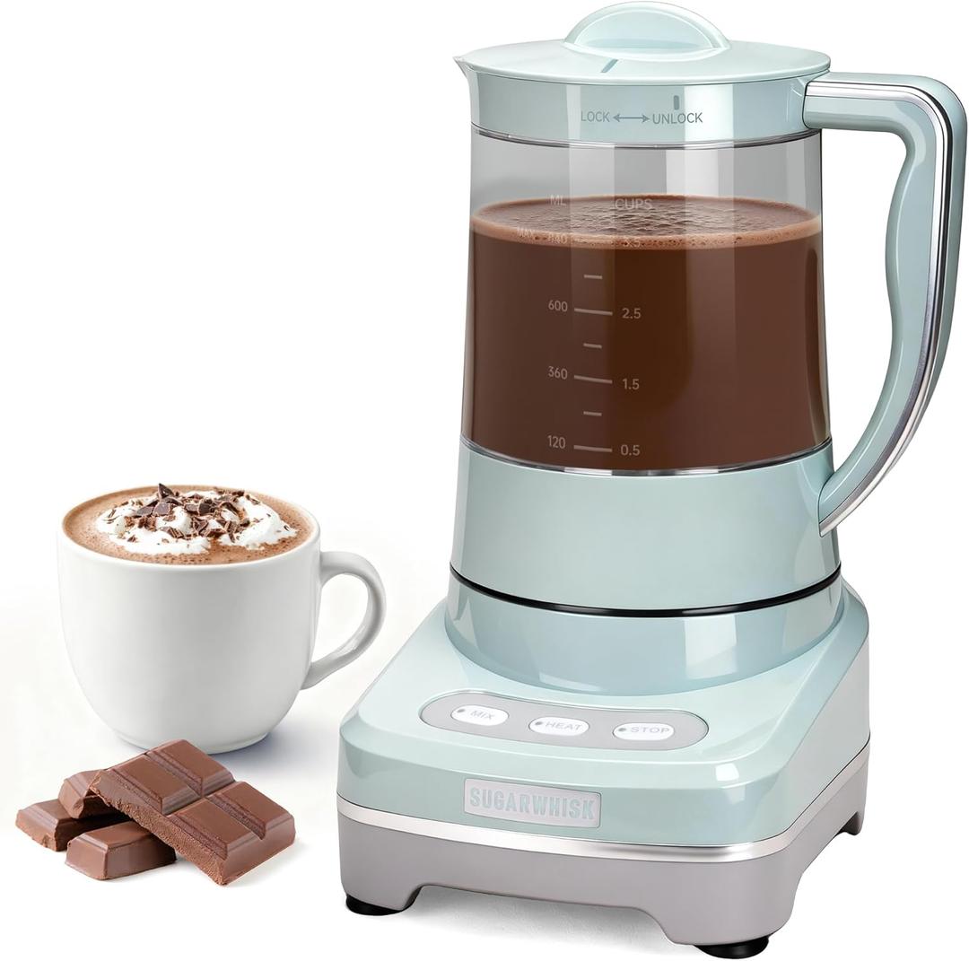 29 Oz Hot Chocolate Maker Machine, Electric Milk Frother and Steamer, Hot Cocoa Maker Machine for Hot Chocolate Bar, Detachable Pitcher, 2 Speed Mode, 3.5 Cups, Aqua